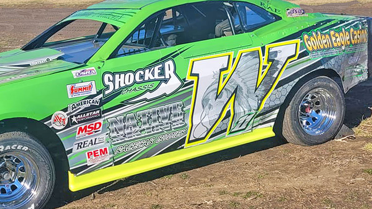 Gerald Wahwahsuck will set the pace from the pole position in Saturday's early-round main event for the Medieval USRA Stock Cars.