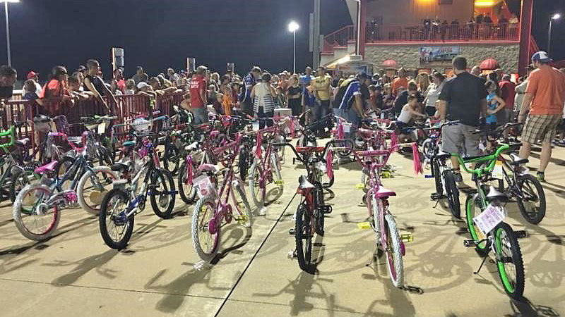 Last year's Kids' Bike Night at Lucas Oil Speedway saw 55 new bicycles given to young race fans. This year's event is June 29.