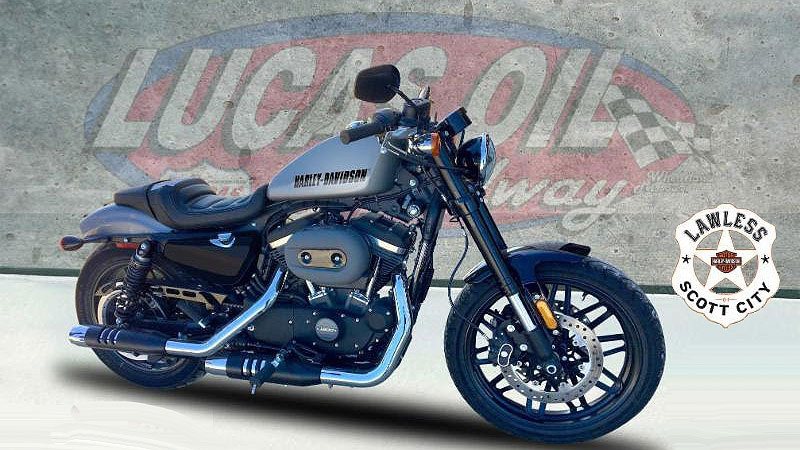 One lucky driver at the Lucas Oil Speedway awards banquet will win this Harley-Davidson courtesy Lawless Harley-Davidson of Scott City, Mo.