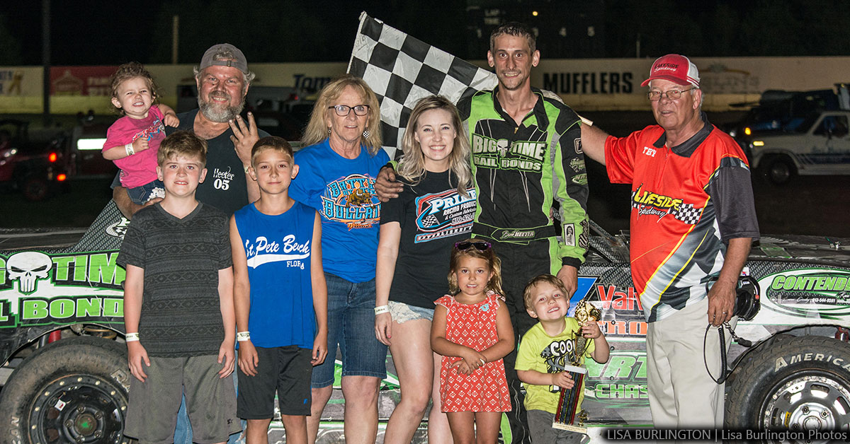 Brett Heeter won the Holley USRA Stock Car main event on Friday, May 18, at the Lakeside Speedway in Kansas City, Kan.
