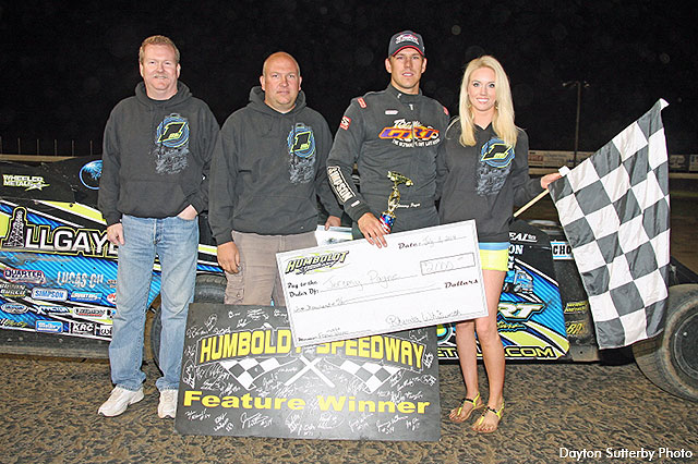 Jeremy Payne of Springfield, Mo., won the USRA Modified feautre on Thursday, July 3, at the Humboldt Speedway in Humboldt, Kan.