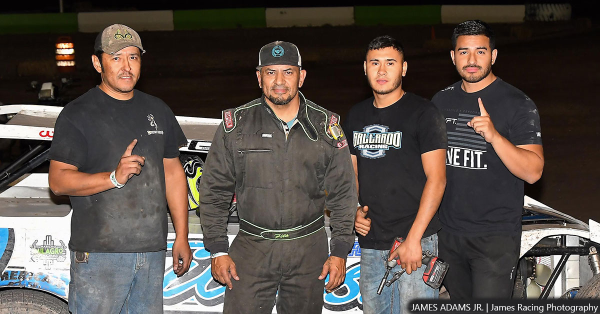 Fito Gallardo won the USRA Modified main event on Saturday, May 19, at the Southern New Mexico Speedway in Las Cruces, N.M.