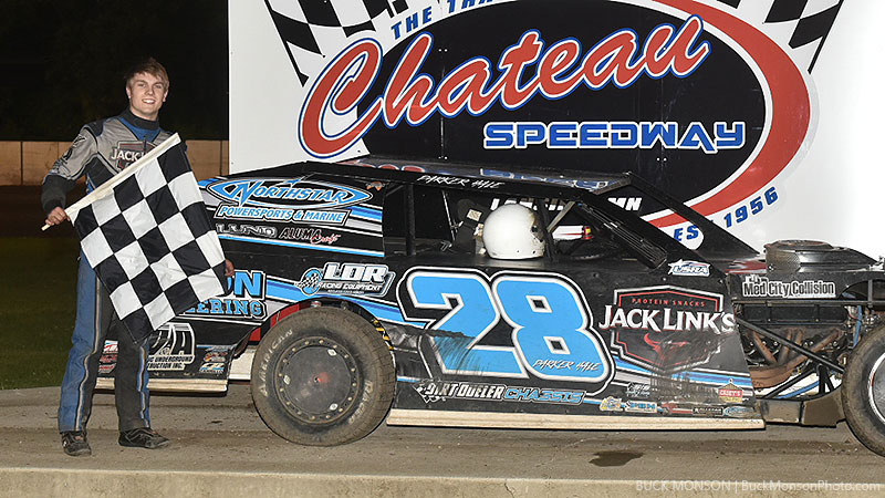 Parker Hale won the Out-Pace USRA B-Mod feature at the Chateau Speedway in Lansing, Minn., on Friday, June 21, 2019.