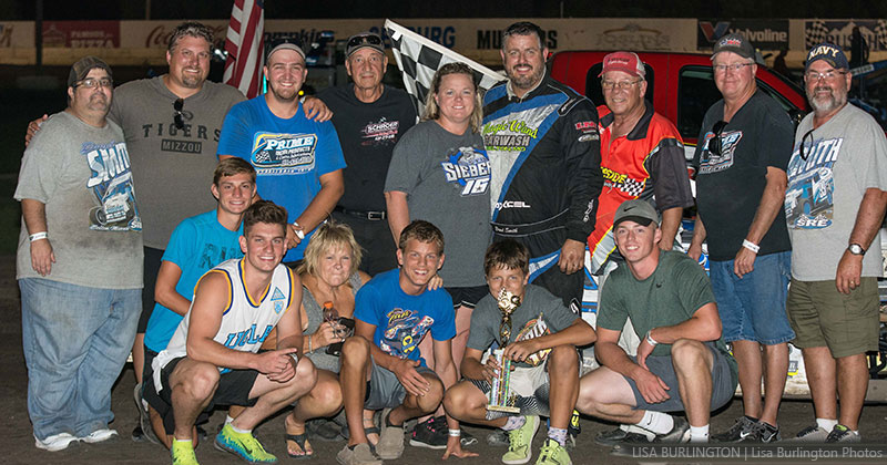 Brad Smith won the Out-Pace USRA B-Mod main event on Friday, June 30, 2018, at the Lakeside Speedway in Kansas City, Kan.