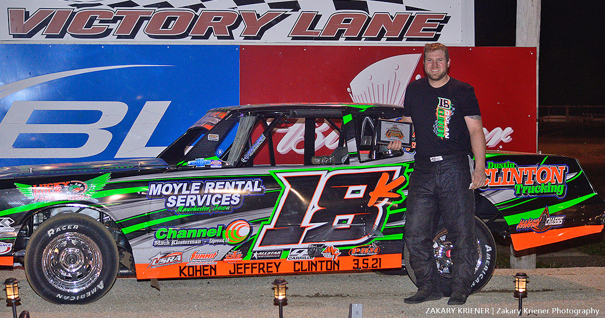 Dylan Clinton won the Mensink Racing Products USRA Hobby Stock main event.