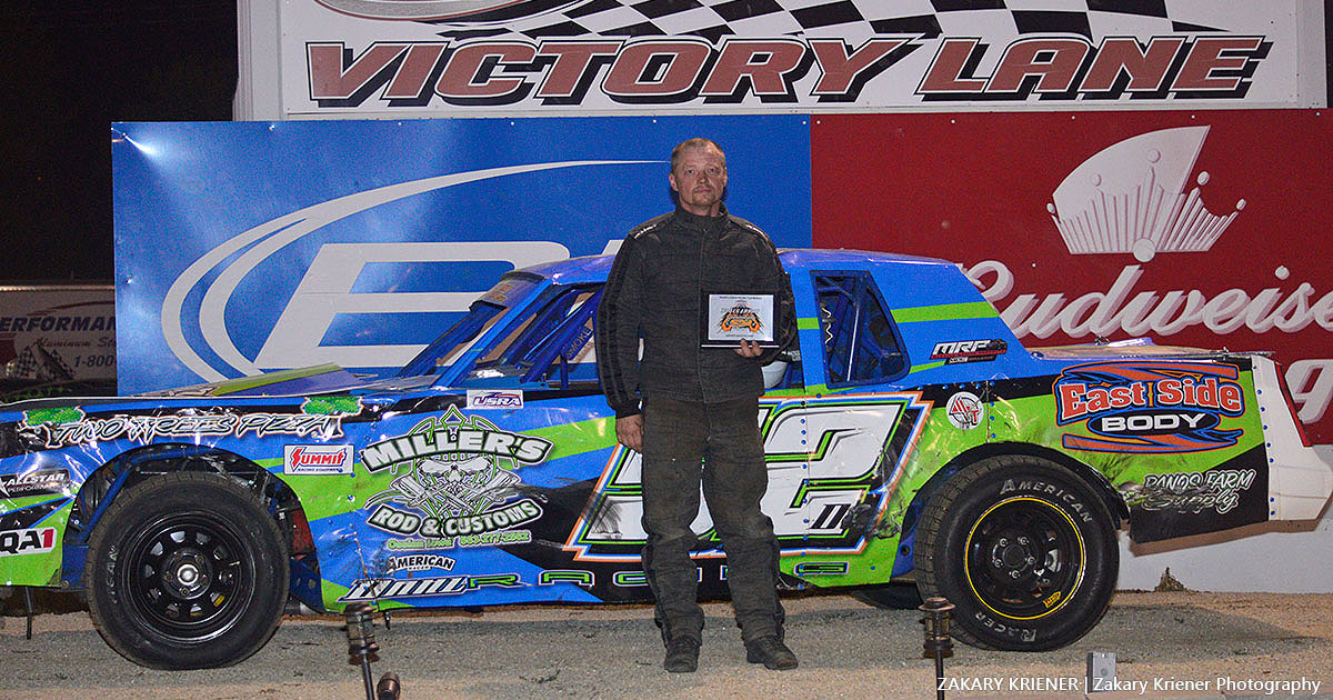 B.J. Dahl won the Mensink Racing Products USRA Hobby Stock main event.