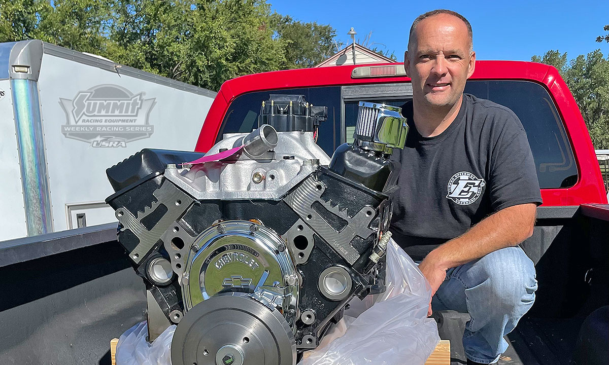 USRA Hobby Stock driver Kevin Lacy took delivery of a new Chevrolet Performance CT350 crate engine that he won at the Summit USRA Nationals in October.