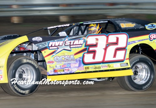 Chris Simpson captured the checkers when the USRA Late Models last visited Bloomfield on May 25.