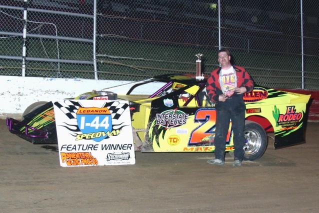 Jesse Stovall in victory lane at Monett Speedway.